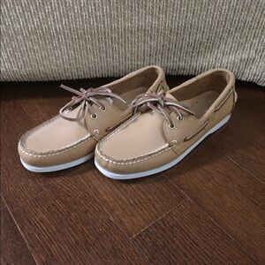 Classic Tan Boat Shoes with White Sole - Men's Casual Deck Shoes
